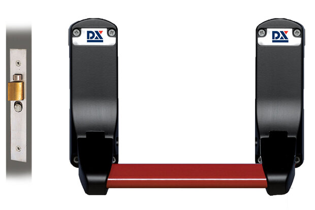 Anti-paniekstang met insteek anti-paniekslot DX 305-serie rood-zwart