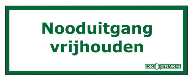 Pictogram &#039;Nooduitgang vrijhouden&#039;  209x98 mm