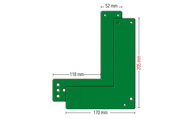 Montage hulpstuk t.b.v. Exit Control bij glasdeuren 20.5 cm groen